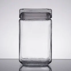 Anchor Hocking Stackable Square Jar W/ Glass Cover 1.5 Qt.