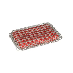 Lodge Silicone & Chainmail Scrubbing Pad, Red -OXO shop lodge lodge silicone chainmail scrubbing pad red 1