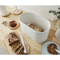 Nordic Collection Bread Tin With Bamboo Lid, White 12 Nordic Collection Bread Tin With Bamboo Lid, White -OXO shop nordic collection bread tin with bamboo lid white 4