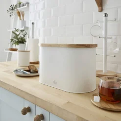 Nordic Collection Bread Tin With Bamboo Lid, White 13 Nordic Collection Bread Tin With Bamboo Lid, White -OXO shop nordic collection bread tin with bamboo lid white 5