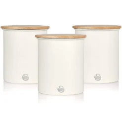 Set Of 3 Nordic Collection Storage Canisters With Bamboo Lid, 1.84l